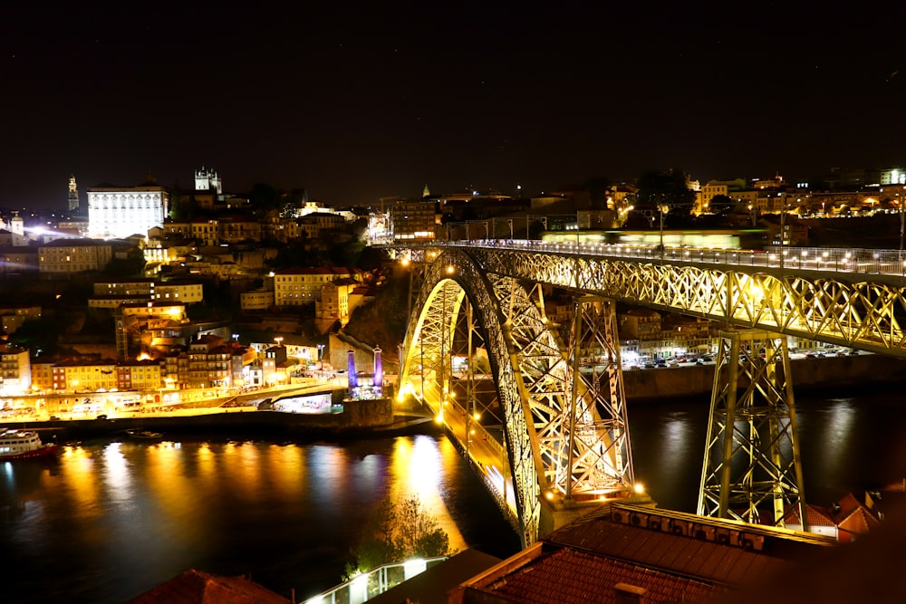 bridge and city during night