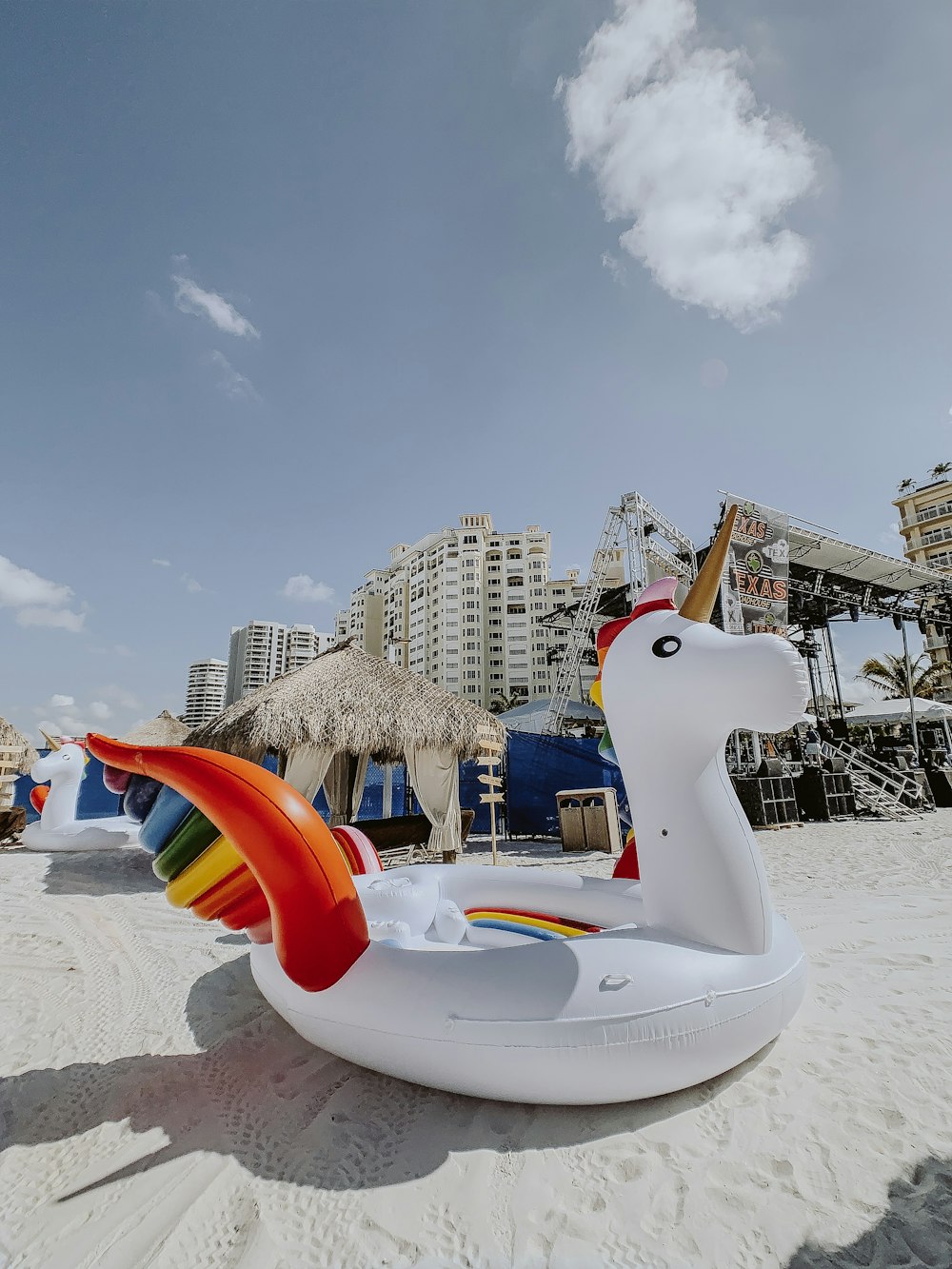 white unicorn inflatable floater