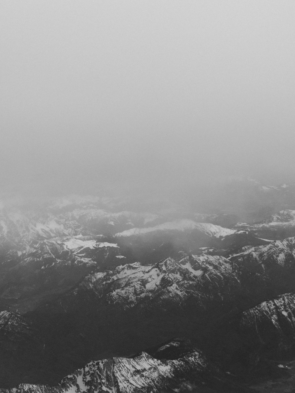 grayscale photo of mountain