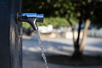 gray stainless steel faucet during daytime close-up photography