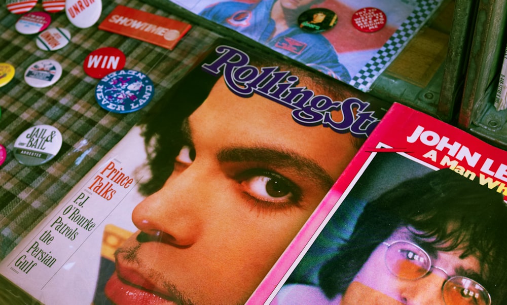 a close up of a magazine on a table