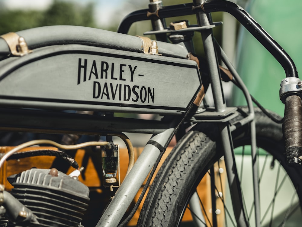 classic gray Harley-Davidson motorcycle