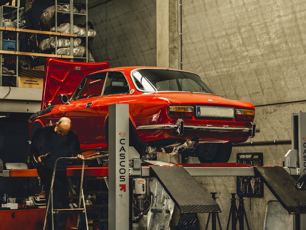 parked red car