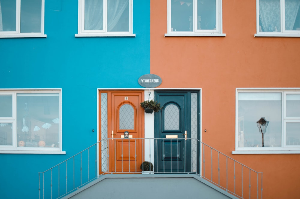 blue and brown building