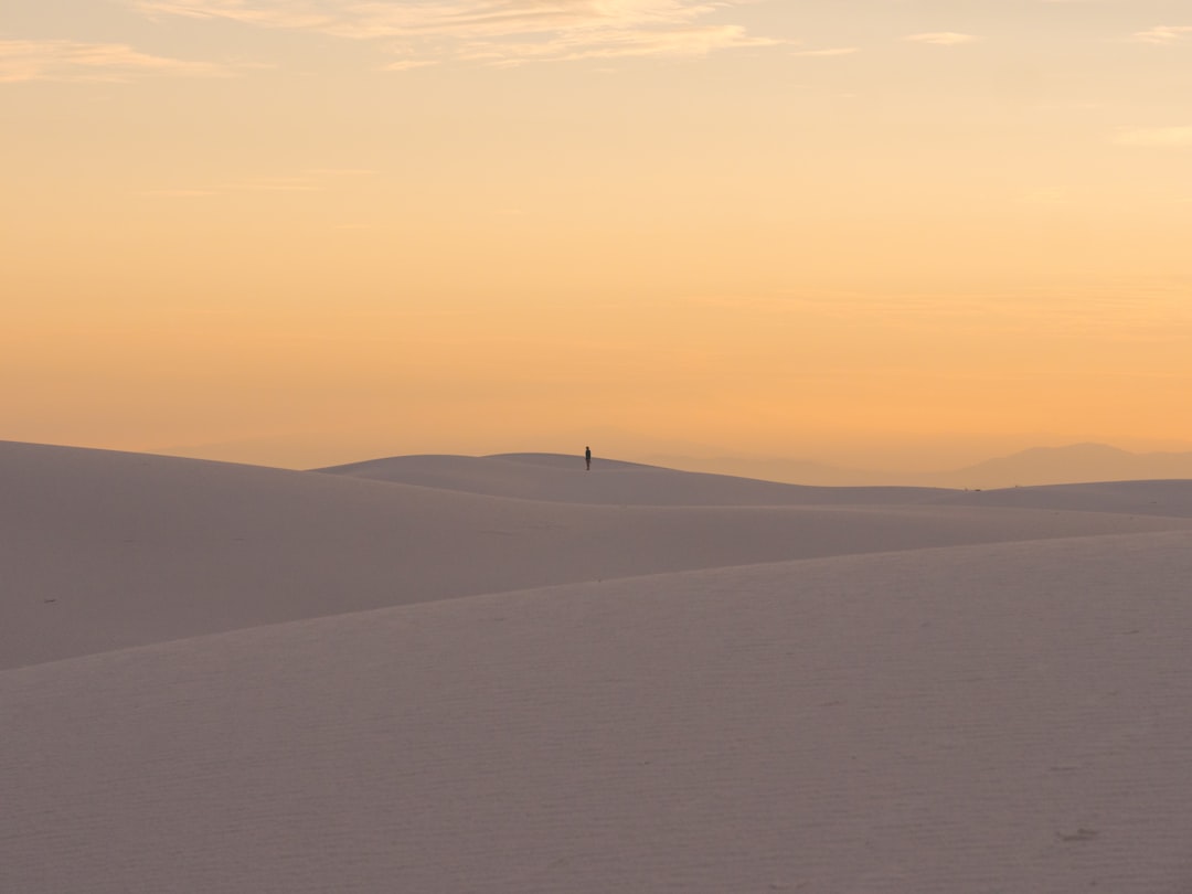 person standing on desert during golden hour,