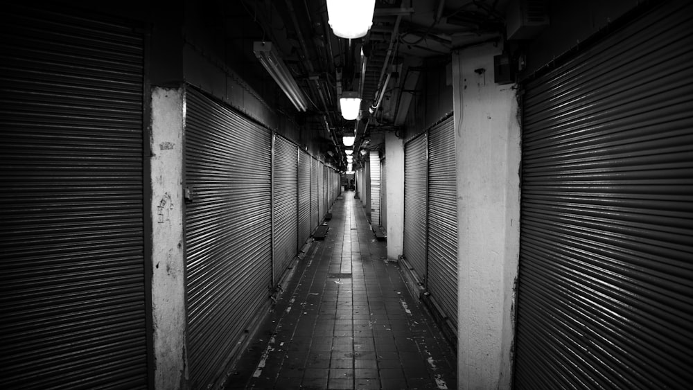 empty alley road between stores