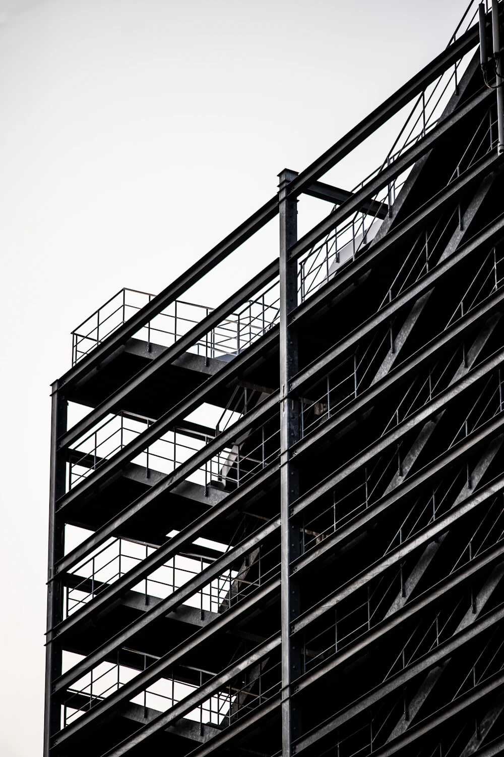Modern commercial building steel and glass structure