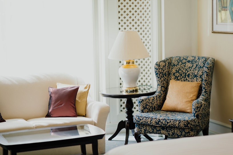 A cozy living room featuring elegant furniture pieces.