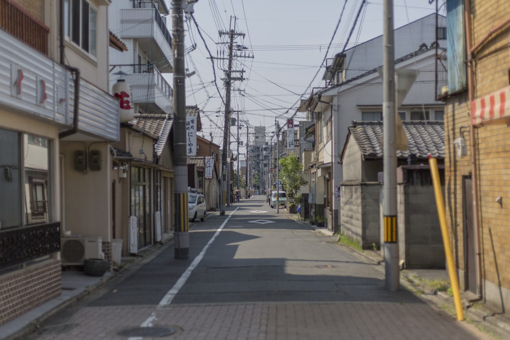 empty street between buildings