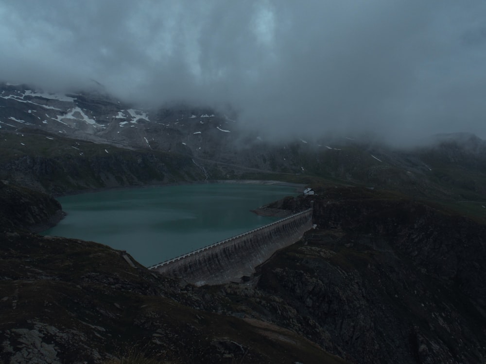 water dam at gloomy day