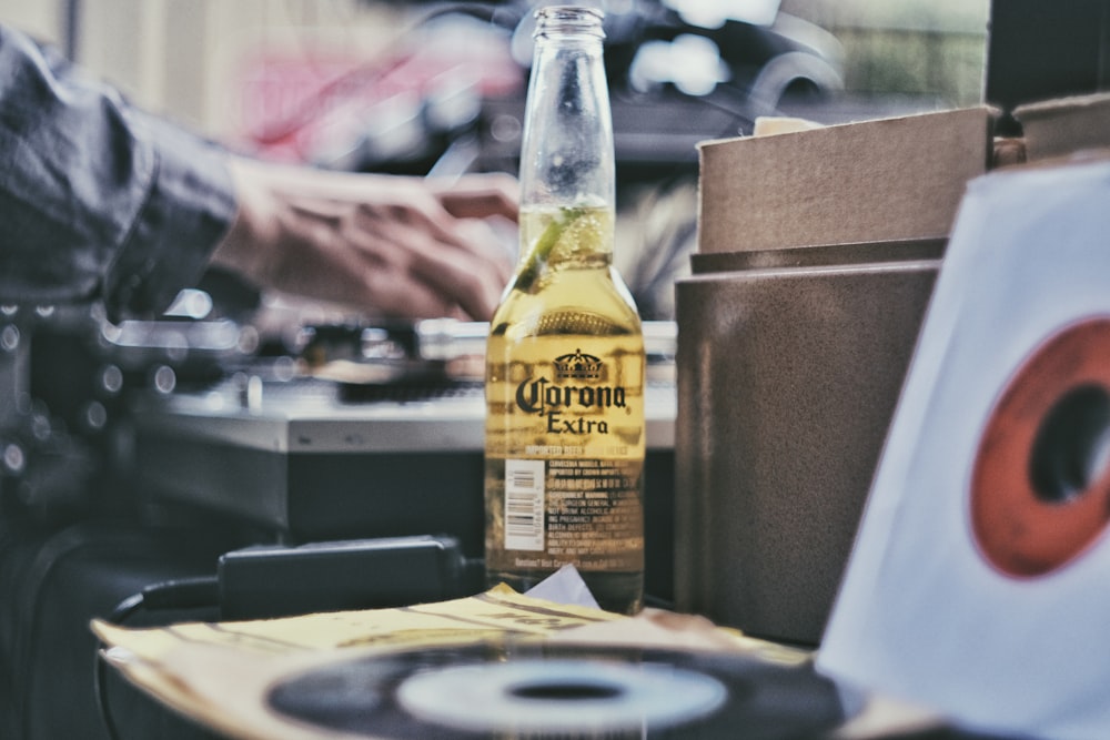 selective focus photography of Corona Extra bottle