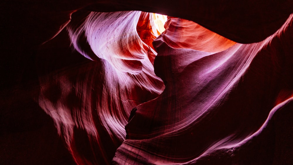 worn's eye view of orange cave