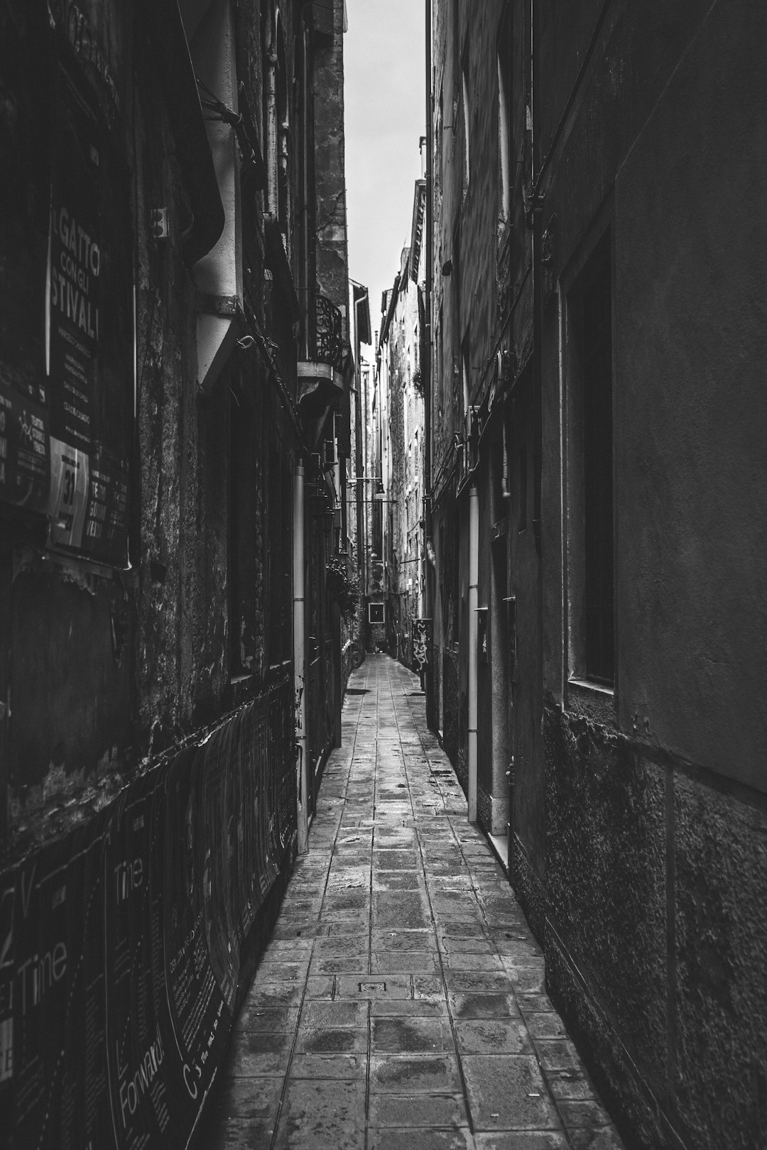 empty alley grey-scale photography