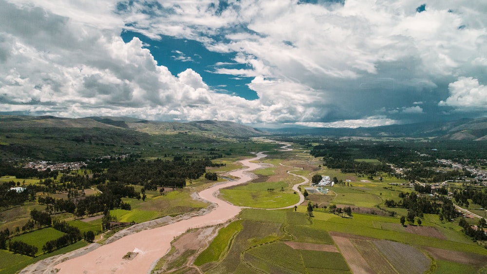 aerial photography of green field