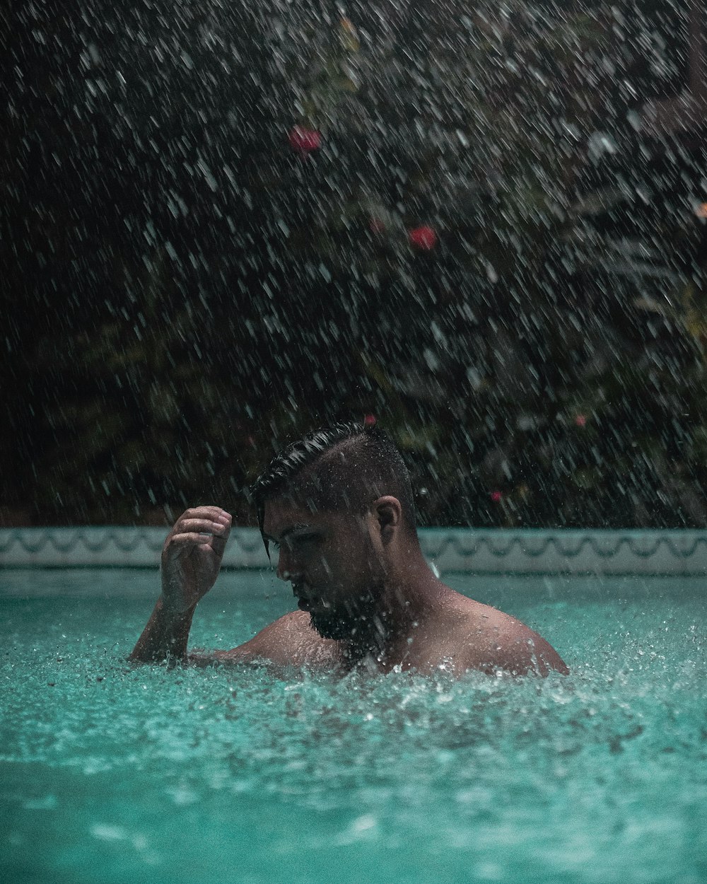 man in swimming pool