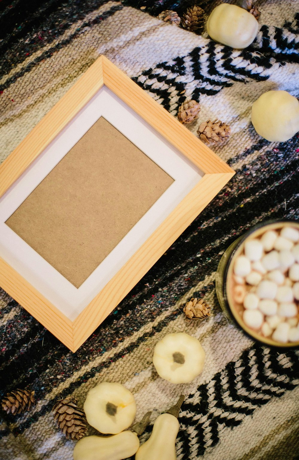 empty photo frame on black textile