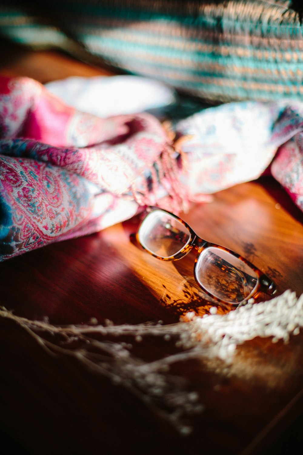 eyeglasses on table