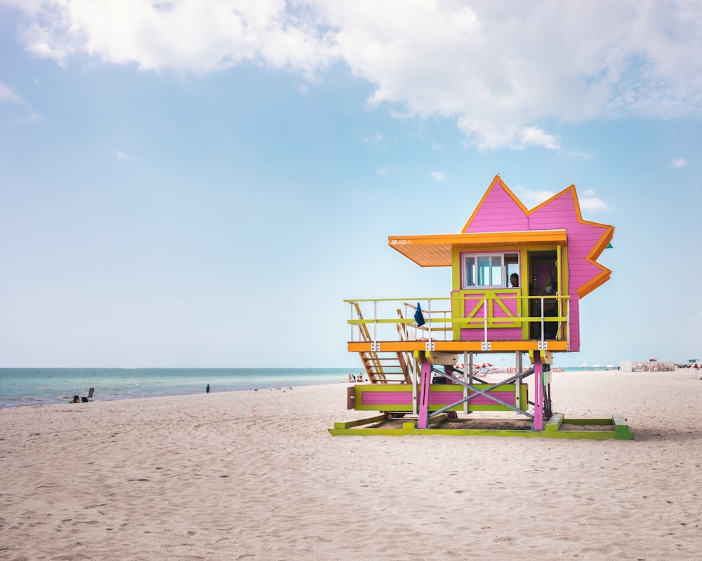 pink and orange life guard house