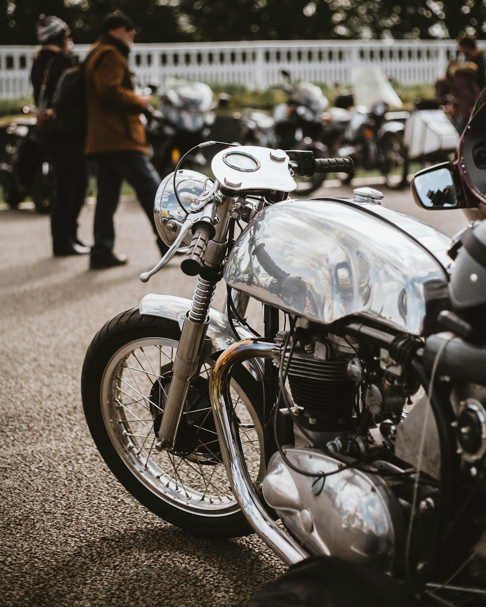 chrome-colored motorcycle