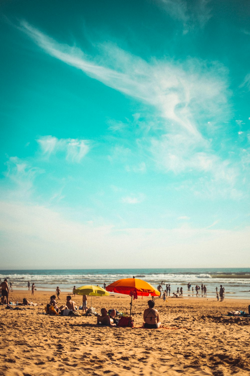 personnes à la plage pendant la journée