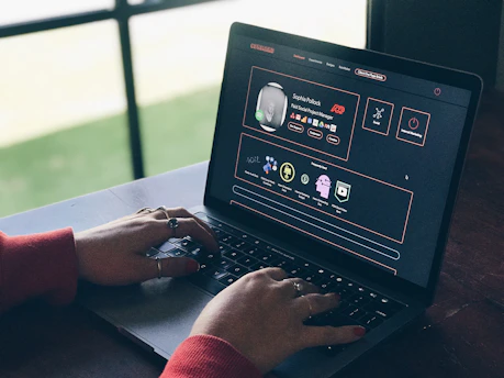 person using laptop computer