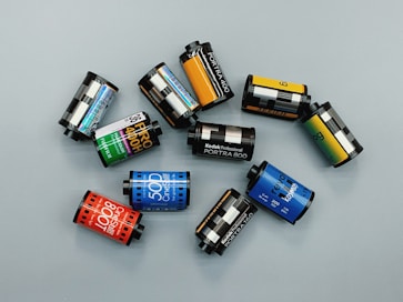 assorted camera film cartridges
