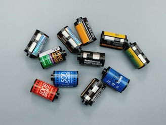 assorted camera film cartridges