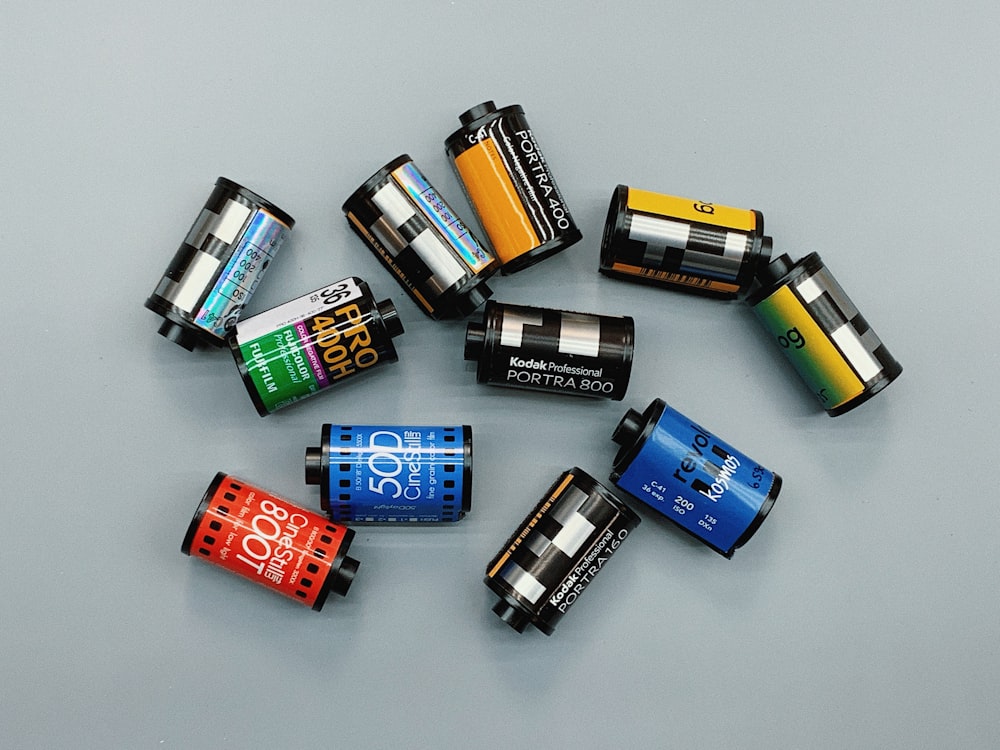 assorted camera film cartridges