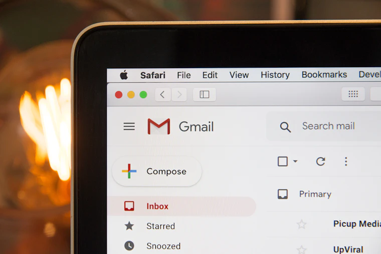An email inbox on screen