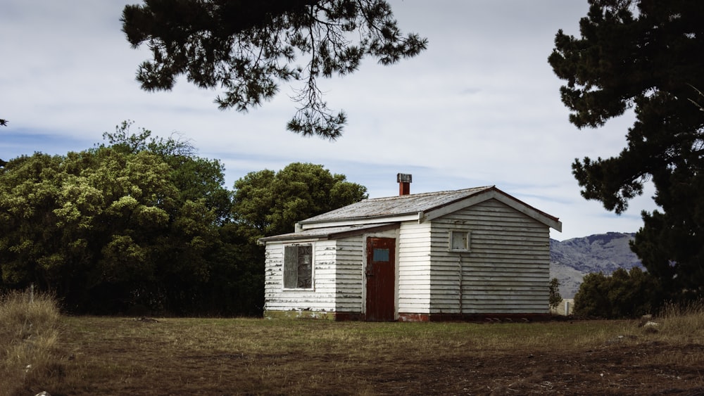 white and red house