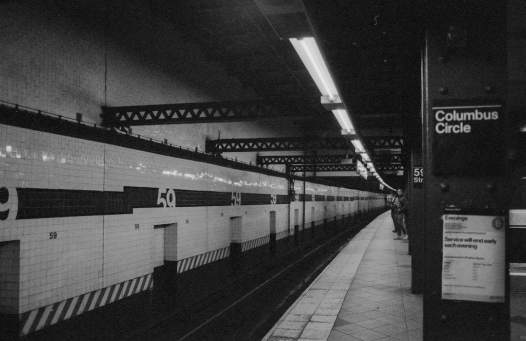 grayscale photo of subway