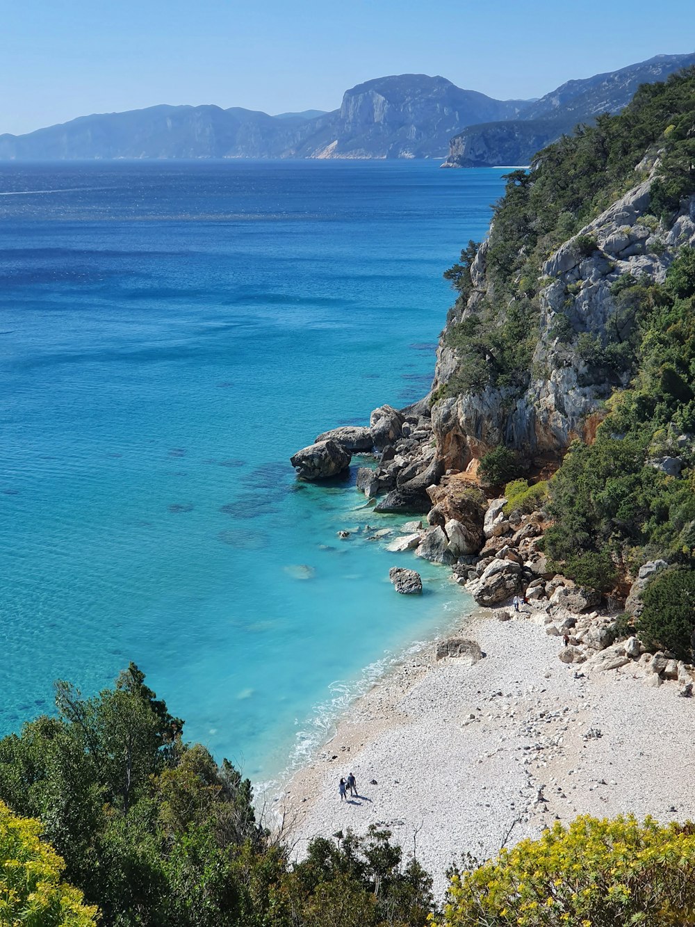 overlooking two people on shore at daytime