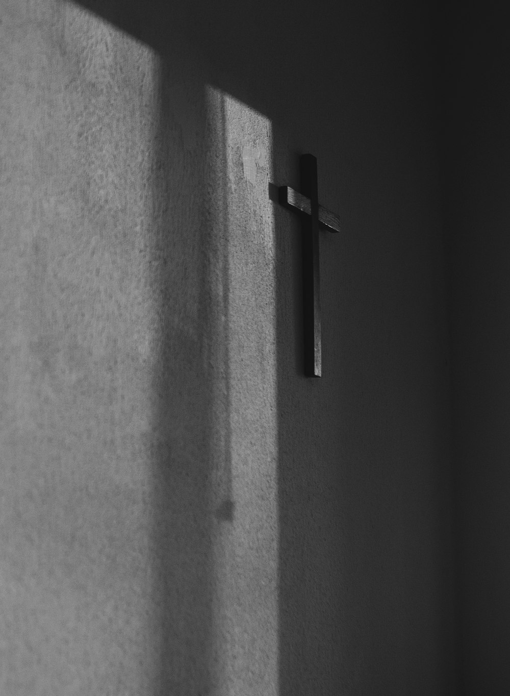 grayscale photography of cross