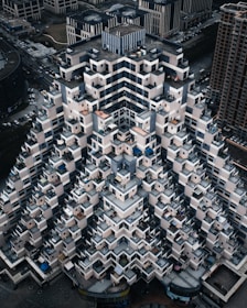 An aerial view of a completed residential building in Puebla.