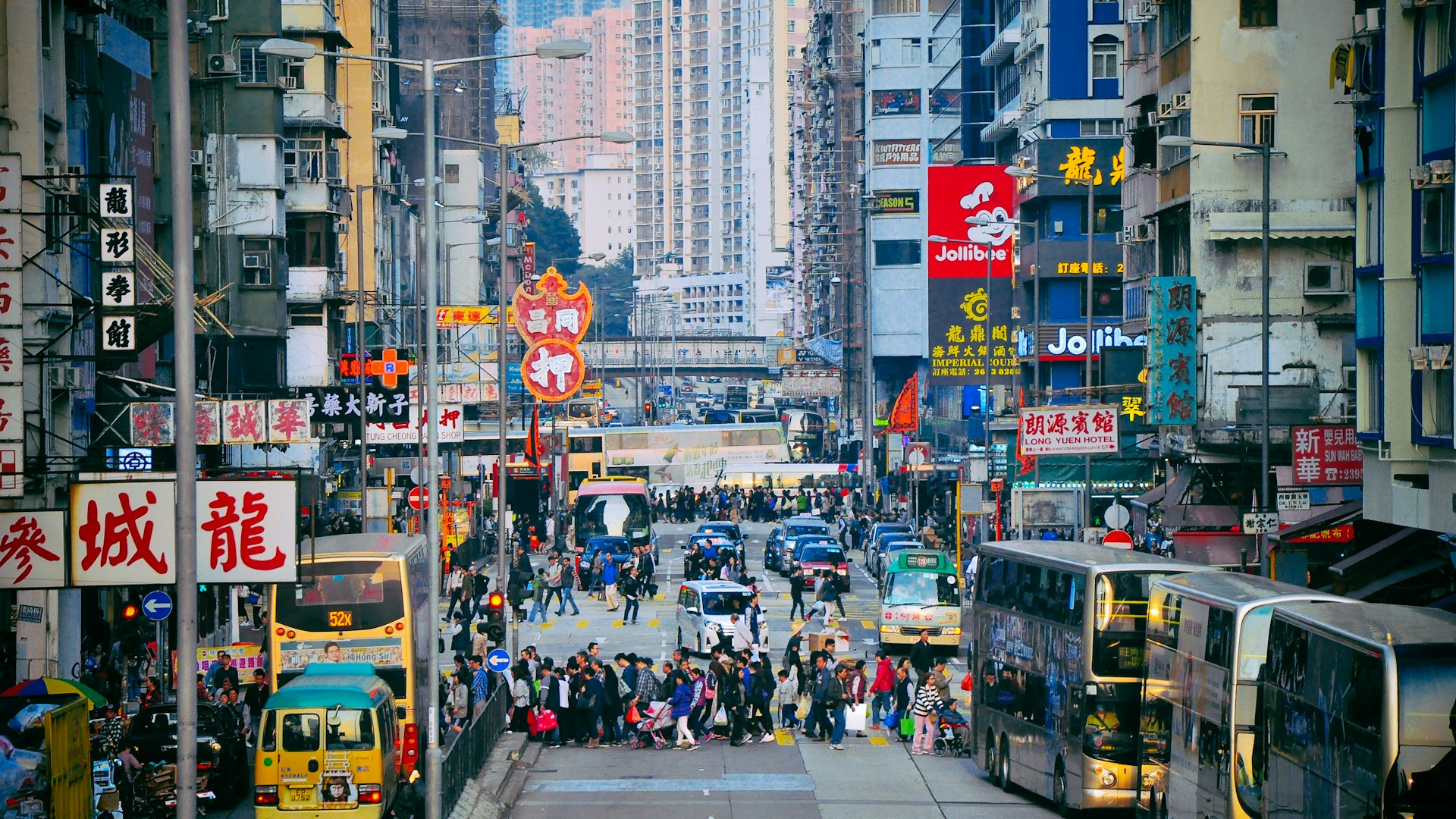 A vibrant street scene from a bustling megacity, where cultures collide and everyday struggles unfold in the background.