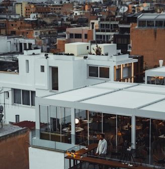 architectural photography of white and brown house