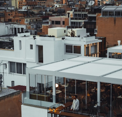 architectural photography of white and brown house