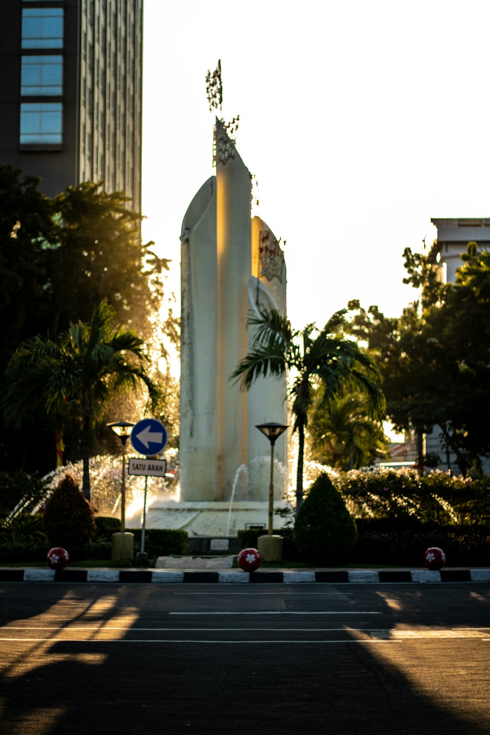 white cement fountain