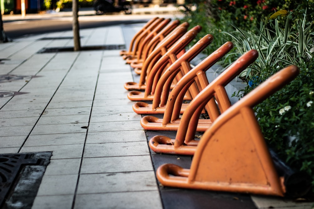 orange metal bike stands