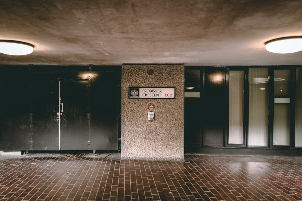 lighted empty building lobby