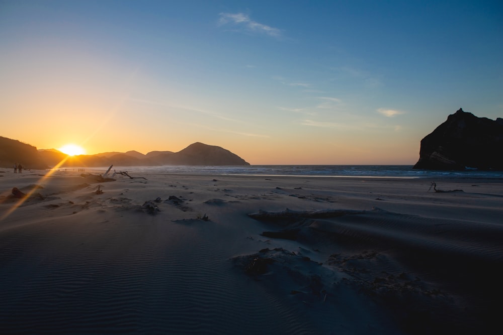 golden hour photography of island