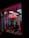 A storefront features a prominently displayed neon sign with the word 'PSYCHIC' in bright red. The window is adorned with red string lights and contains various decorative items, including statues and plants. A poster inside provides additional information on psychic services.
