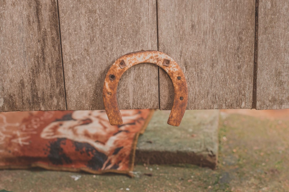 horseshoe leaning on wall