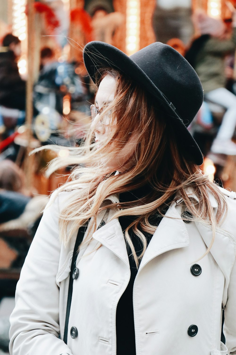 woman in black hat