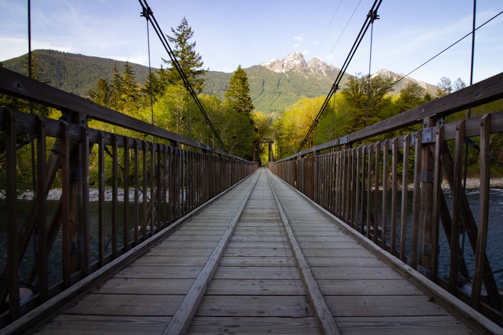 Puente de madera marrón