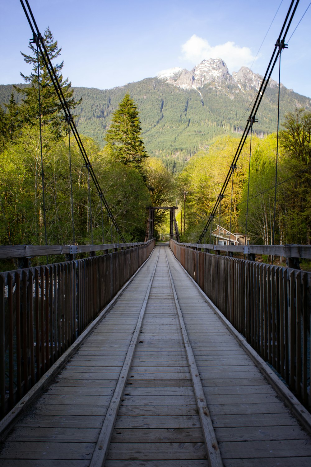 Puente de madera marrón