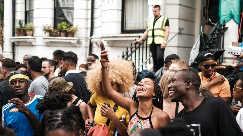 people gathering near buildings