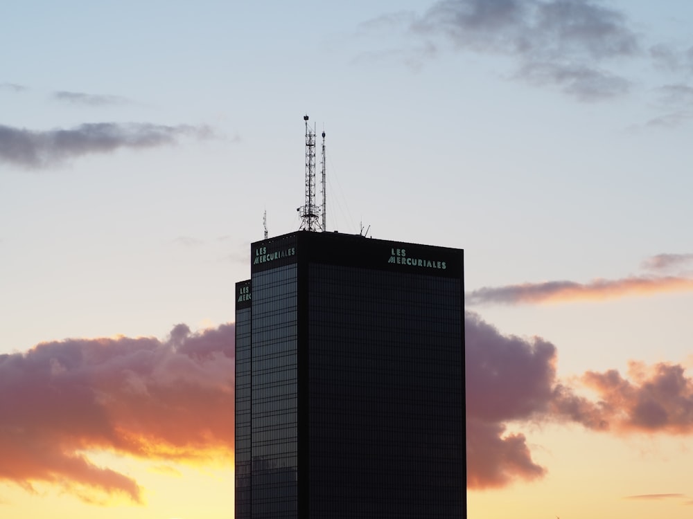 top view of black glass tower