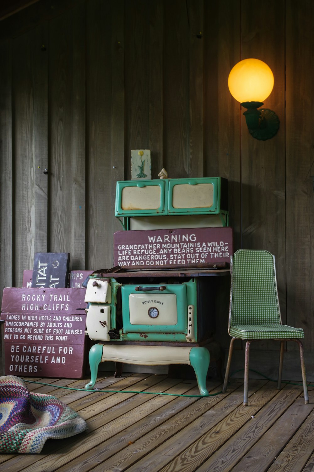 green padded metal chair