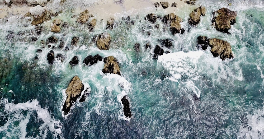 high angle photo of sea wave